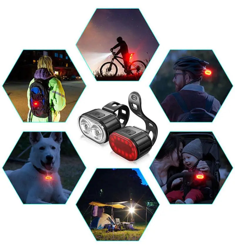 🌟 Kit Lumières Vélo Avant & Arrière – Ultra Puissant, Rechargeable USB & Étanche IPX4 🚦🚴♂️essories