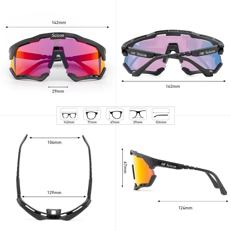 Lunettes de Cyclisme SCICON – Route & VTT avec( pochette de protection en coton)