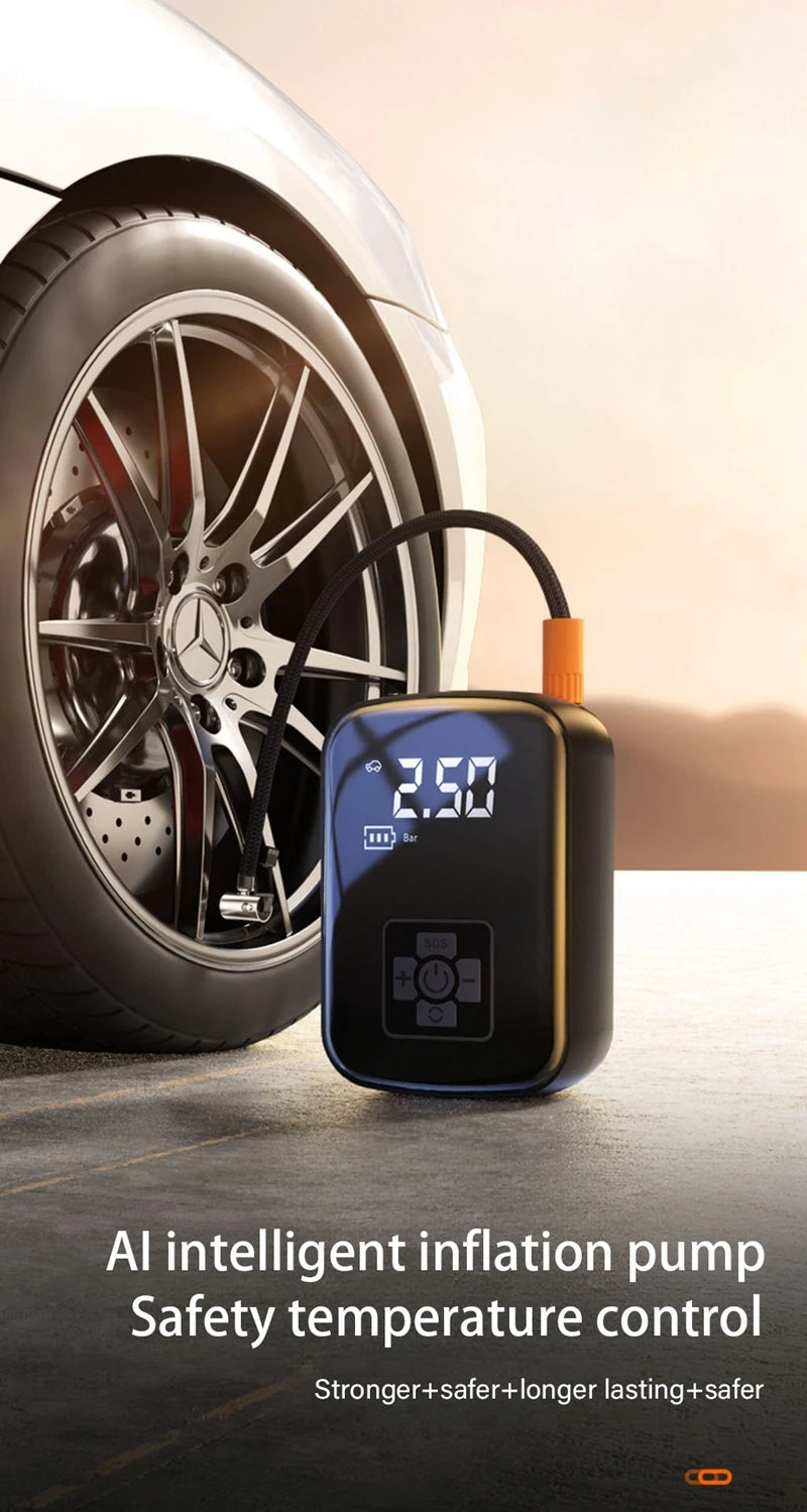 🔧🚘 Compresseur d’Air Portable HELLOLEIBOO – Gonfleur Électrique Intelligent Sans Fil / Filaire | Haute Pression 150 PSI, Écran Digital, LED, 5 Modes 🚀