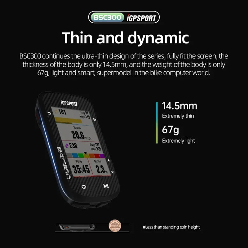 Compteur Vélo GPS BSC300 – Écran Couleur & Haute Précision 🛰️ Performance, Précision et Polyvalence dans un Format Ultra-Fin  Le BSC300 est un compteur vélo sans fil nouvelle génération conçu pour offrir une expérience de cyclisme avancée.