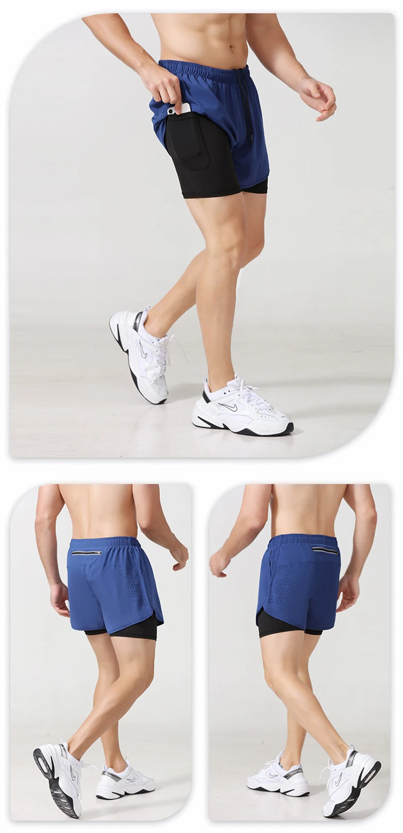 🩳 Short de Running Homme à Séchage Rapide – Double Couche Confort & Performance