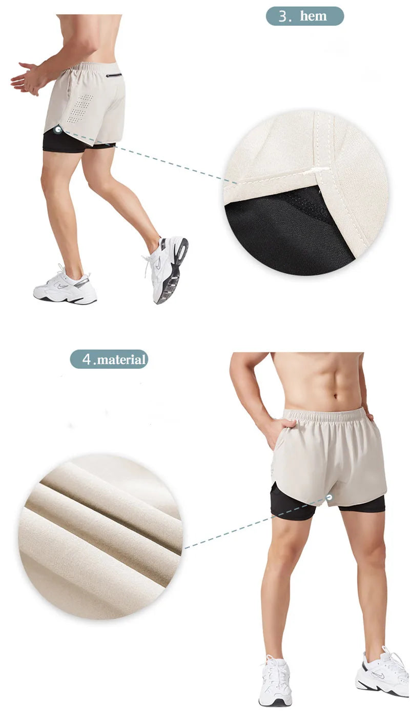 🩳 Short de Running Homme à Séchage Rapide – Double Couche Confort & Performance