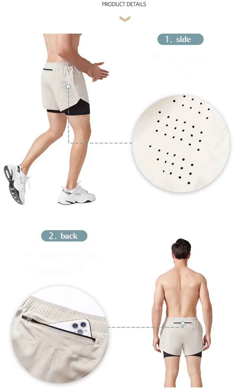 🩳 Short de Running Homme à Séchage Rapide – Double Couche Confort & Performance