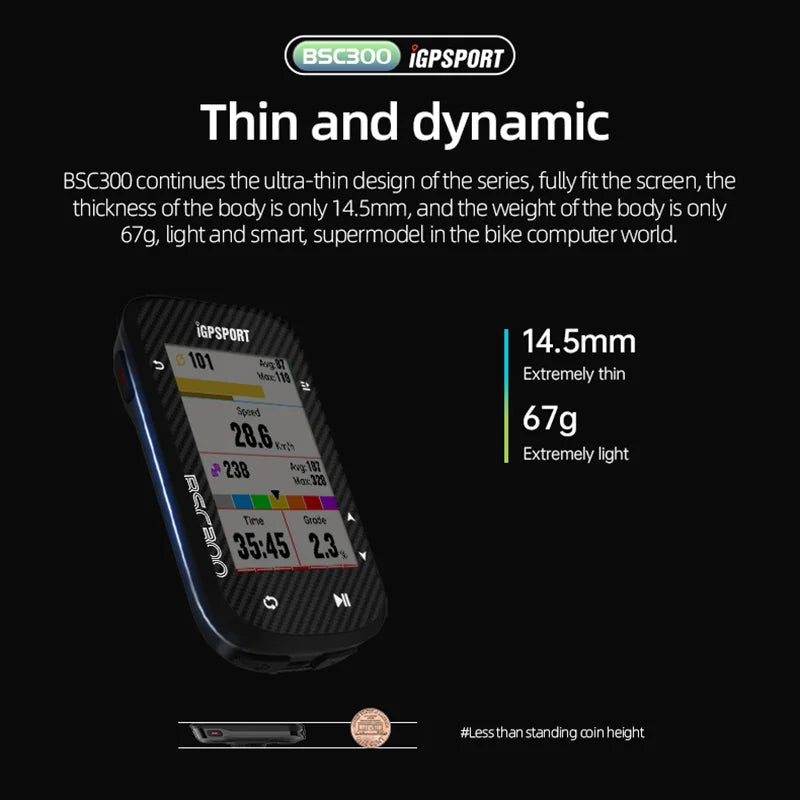 Compteur Vélo GPS BSC300 – Écran Couleur & Haute Précision 🛰️ Performance, Précision et Polyvalence dans un Format Ultra-Fin  Le BSC300 est un compteur vélo sans fil nouvelle génération conçu pour offrir une expérience de cyclisme avancée.