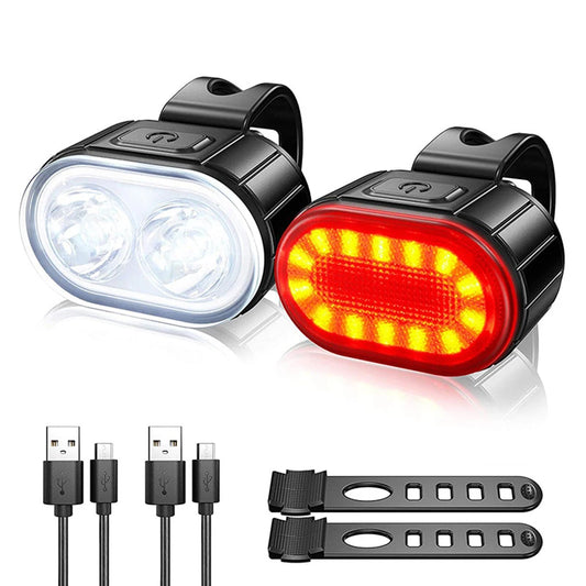 🌟 Kit Lumières Vélo Avant & Arrière – Ultra Puissant, Rechargeable USB & Étanche IPX4 🚦🚴‍♂️essories